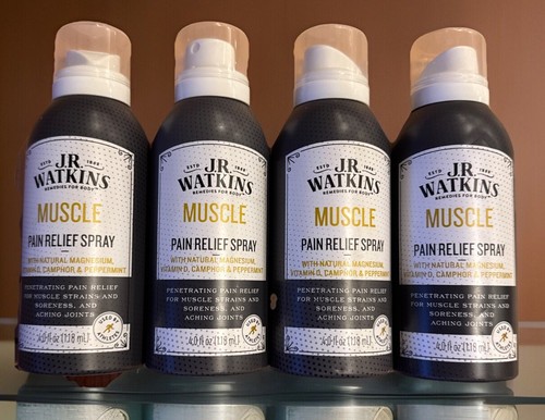 4X J.R. Watkins Muscle Pain Relief Cooling Spray 4oz ea, Expired 05/2022