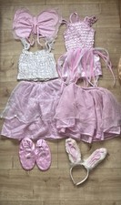 7x Pink Fairy Fancy Dress Costume Shoes Wings Bunnyears hairband White 3-6 Years