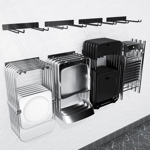 Folding Chair Storage Rack Wall Mount Garden Tool Folding Chair Rack - 4 Pack