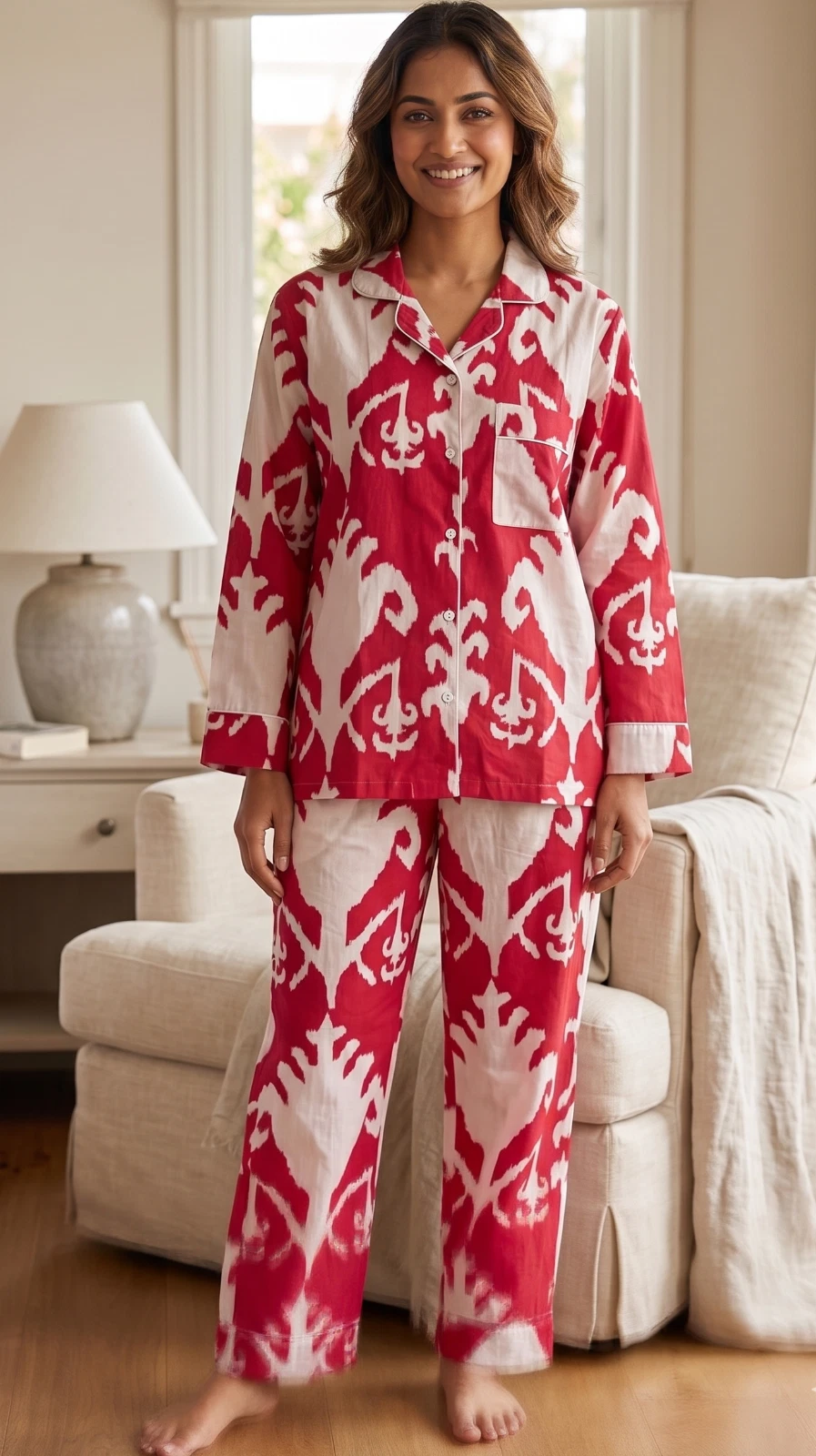 Pink Floral Print Cotton Pajama Set Bridesmaid PJ Set Loose Nightwear Clothing
Opens in a new window