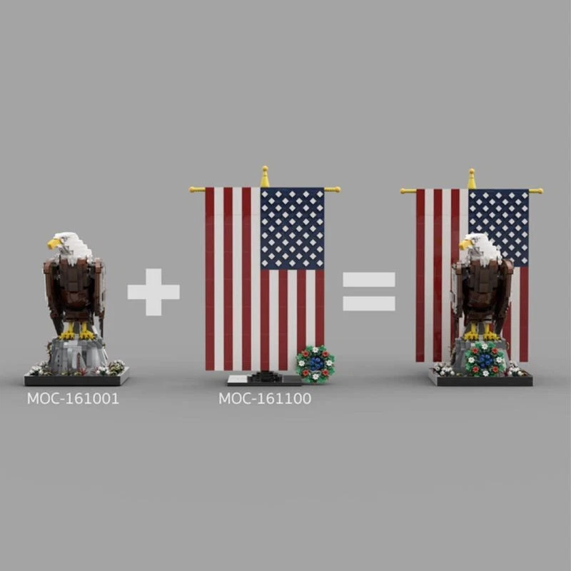 Compatible American Bald Eagle with Flag 1965 Pieces Building Toys Set - Image 4 of 4