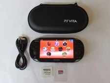 SONY OLED PSVita 1000 Piano Black w/ Glass protect/128GB/New case USB chrg OLED!