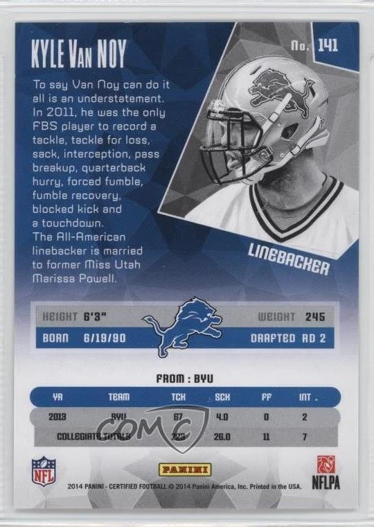 2014 Certified Blue /99 Kyle Van Noy #141 Rookie RC - Image 2 of 2