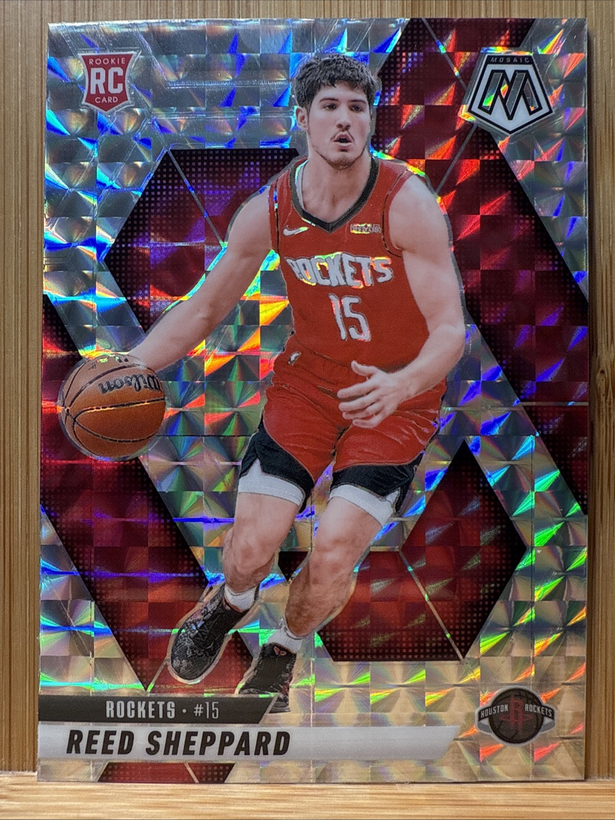 Reed Sheppard (RC) 2024-25 Panini Mosaic - Rookie Mosaic Prizm #249 - Rockets