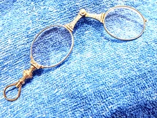 9K GOLD CASED 1820'S GEORGIAN FOLD-OUT ENGRAVED  "SLIDER" MAGNIFIER LORGNETTE!