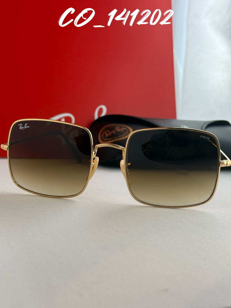 Ray-Ban Unisex RB1971 Square 9147/51 Gold/Brown Gradient Sunglasses 54-19-145 Ray-Ban RB1971 Square Sunglasses Gold Frame Brown Gradient  main image 3