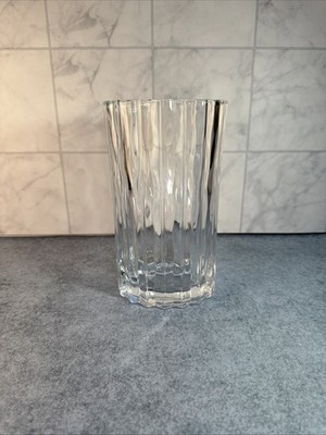 Marquis by Waterford Wavy Oval Crystal Vase 8.5  Clear Ribbed Art Glass. Heavy