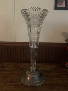 Hausmann Crystal And Sterling Silver Vase 19.25” Tall