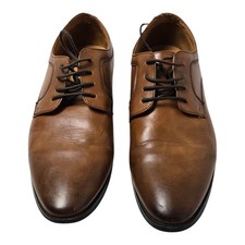 Bonifini Men's Leather Cushioned Sole Oxfords Size 10 Cognac