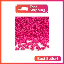 The Crafts Outlet 200pc Plastic, Opaque, Tri Beads, 10mm, Hot Pink
