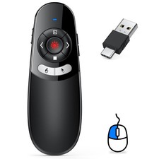 DINOSTRIKE 2 in 1 Type C and USB Presentation Clicker with Air Mouse Control,...