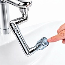 U-Shaped Faucet Extender, 1080 Swivel Sink Extension, One-Touch Stop, 5.5" Reac