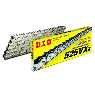 DID Kette S&S525VX3/118 silber offen mit Nietschloss für Suzuki DL 650 AUE V-Str