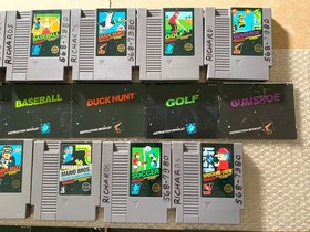 LOT OF 9 5-Screw Black Box NES Games (Balloon Soccer Mario) - CARTS + MANUALS