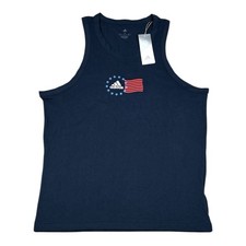 Adidas USA Flag Logo Tank Top American Sleeveless T Shirt Mens Medium Navy New