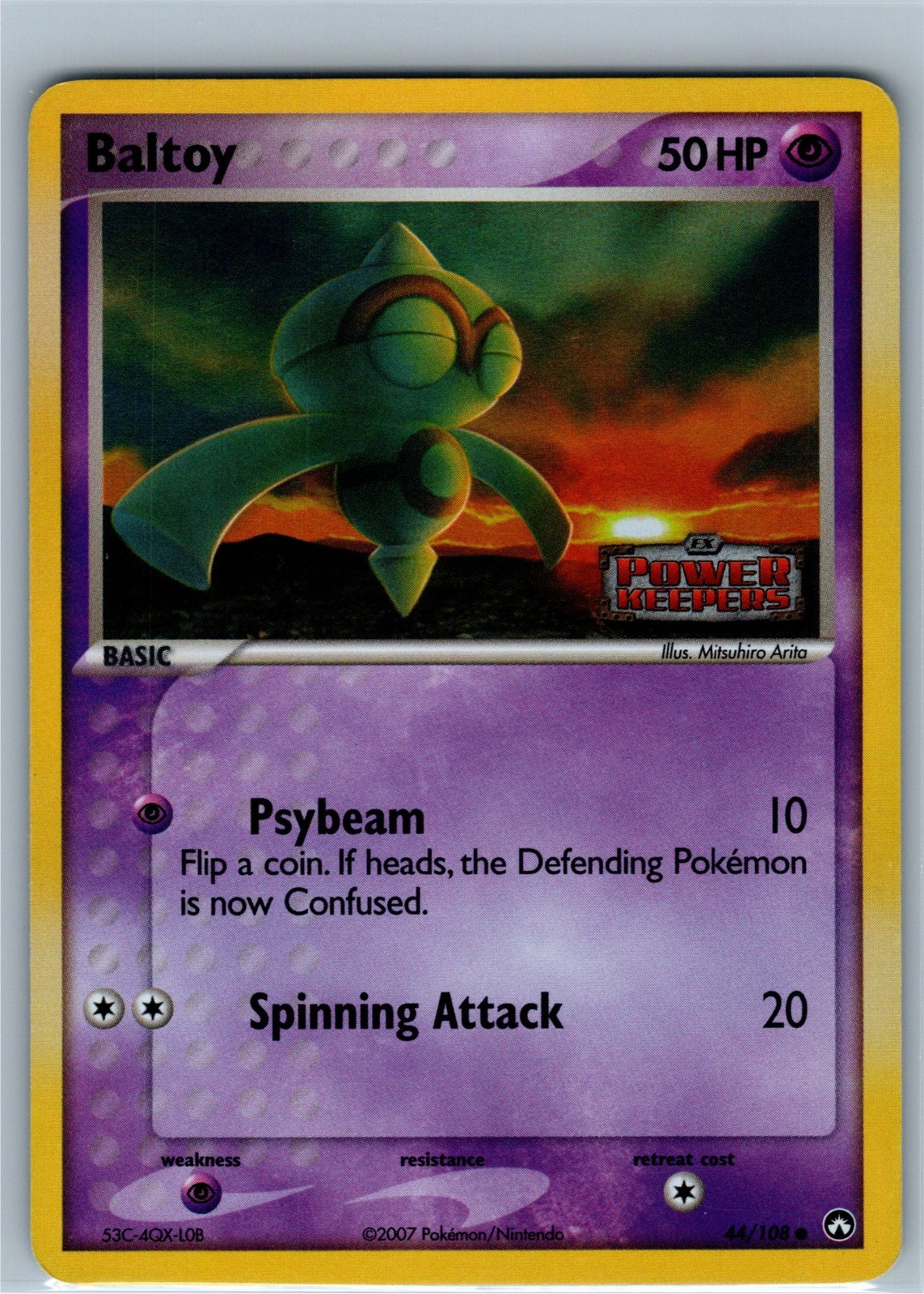 Pokémon Card - Baltoy 44/108 - Reverse Holo Common Power Keepers Stamped