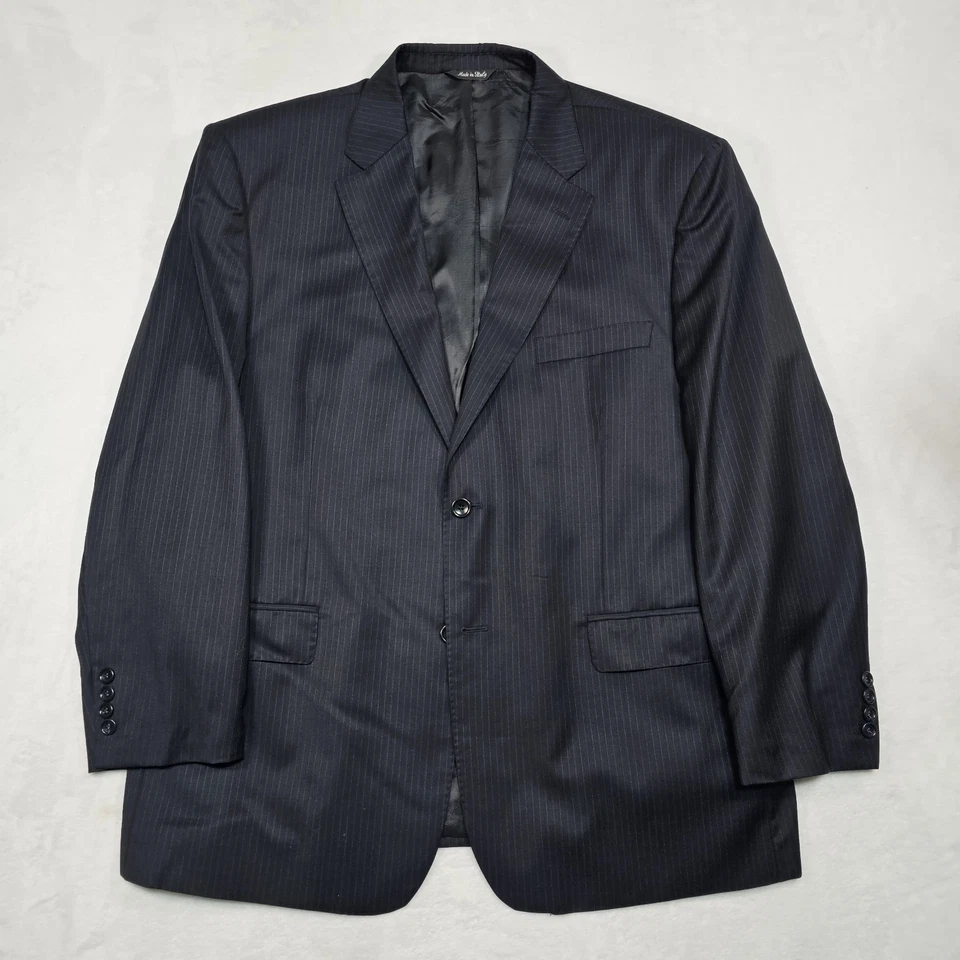 Мужской дорожный костюм Ermenegildo Zegna 48R 40x29 темно-синяя шерстяная и шелковая булавка в полоску Италия - Изображение 3 из 4