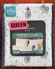Serta Perfect Sleeper Christmas Santa Sheep QUEEN Size Sheet Set 2 extra PC's 