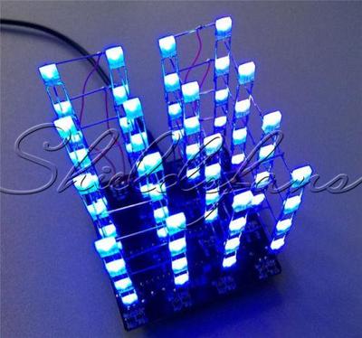 4X4X4 3D Light Cube Kit Arduino Shield LED Precise DIY Kit Blue
