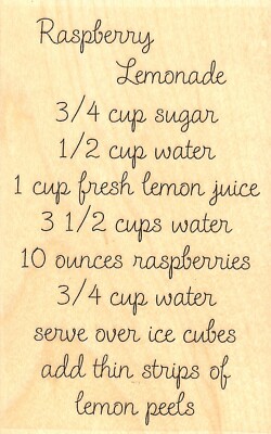 Raspberry Lemonade Recipe Wood Mounted Rubber Stamp IMPRESSION OBSESSION F9663
