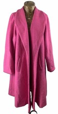 Love Label Coat Overcoat 14 Fuchsia Pink Wool Blend Open Front Shawl Lapel Long