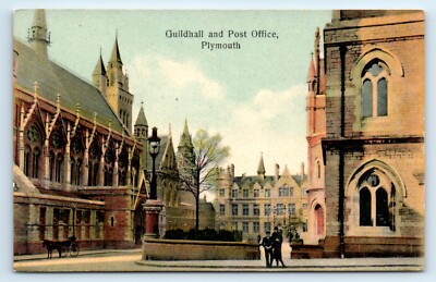 POSTKARTE PLYMOUTH - ZUNFTHALLE UND POSTAMT - MAX ETTLINGER
