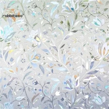 Rainbow Privacy Window Film Decorative Stained Glass Static Cling Sticker Flower