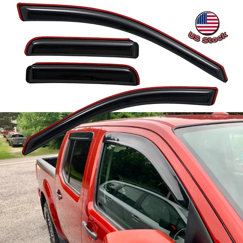 Window Visor Rain Sun Shade Guards Fit Nissan Frontier Navara Crew Cab 2005-2021