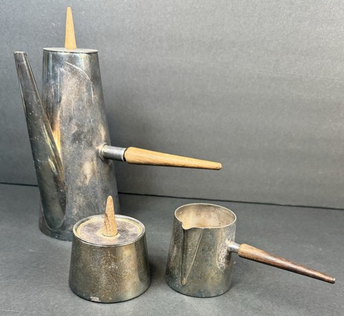 Made In Italy Kalmar? MCM Vintage Metall Kaffee/Teekanne Set & Milchkännchen & Zucker - Bild 3 von 22