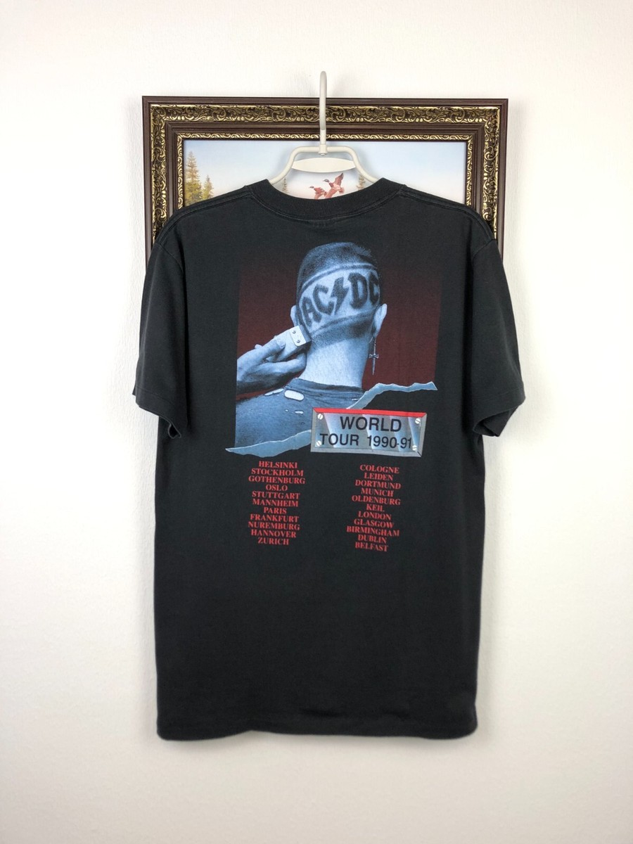 Vintage 90's ACDC AC/DC 1991 World Tour Back in Black Shirt Tee