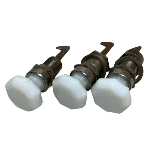 Vtg 3 Milk Glass Octagon Drawer Knobs Lot Pull Door Cupboard Cabinet Antique