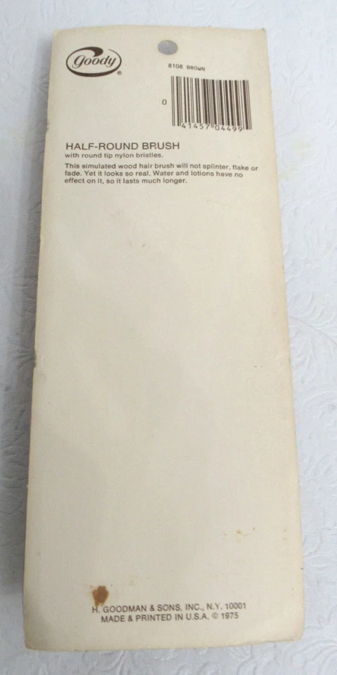 Cepillo Goody punta redonda cerdas de nailon medio redondo vintage 1975 madera grano nuevo Foto 4 de 4