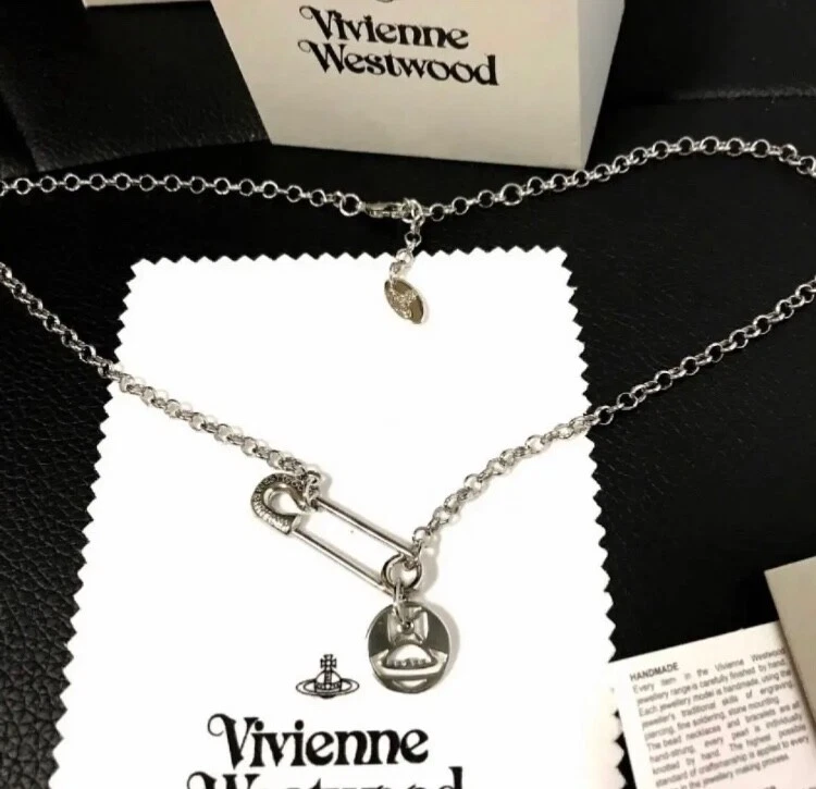 Vivienne Westwood Safety Pin Necklace silver no Box Near Mint