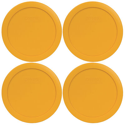 Pyrex 7402-PC 7-Cup Lemon Drop Yellow Lids - 4 Pack Made in the USA