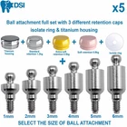 5x Dental Implant Ball Attachment Set 3 Silicone Caps Isolate Ring & Housing