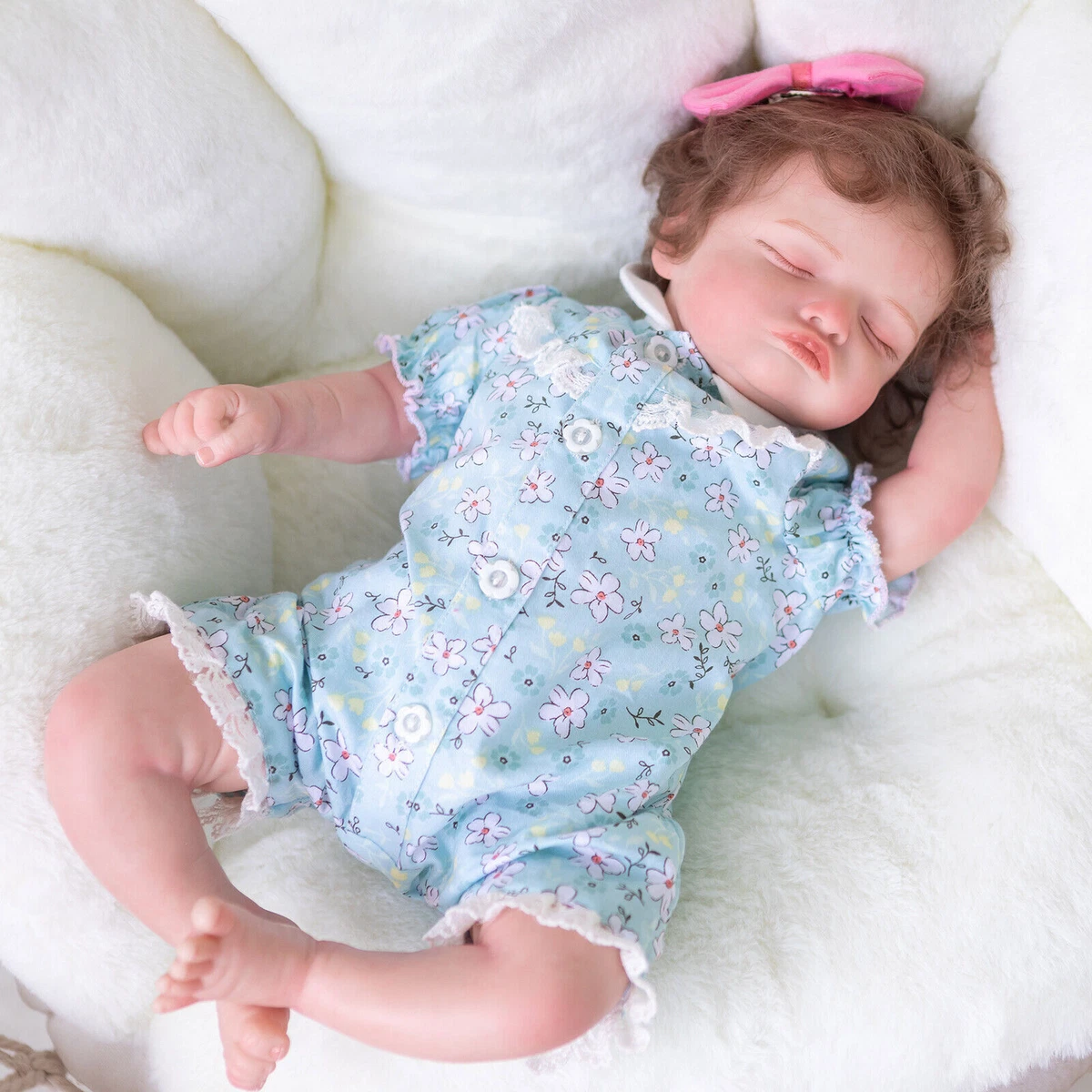 19 Reborn Baby Doll Soft Cloth Body Boy Girl Lifelike Sleeping Newborn  Kids Toy