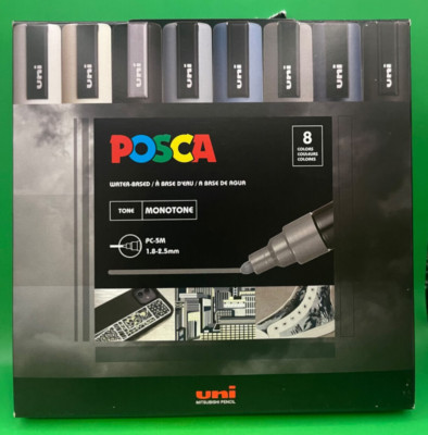 Monotone Colors POSCA Marker Set, 8ct- 2.5mm Medium Nib