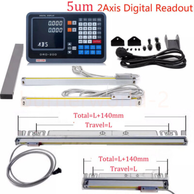 250&1200mm TTL Linear Glass Scale 2 Axis Digital Readout Display DRO Kit Milling