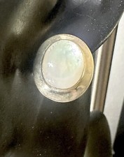 Vintage 925 Sterling Silver Nacre Huggie Earrings