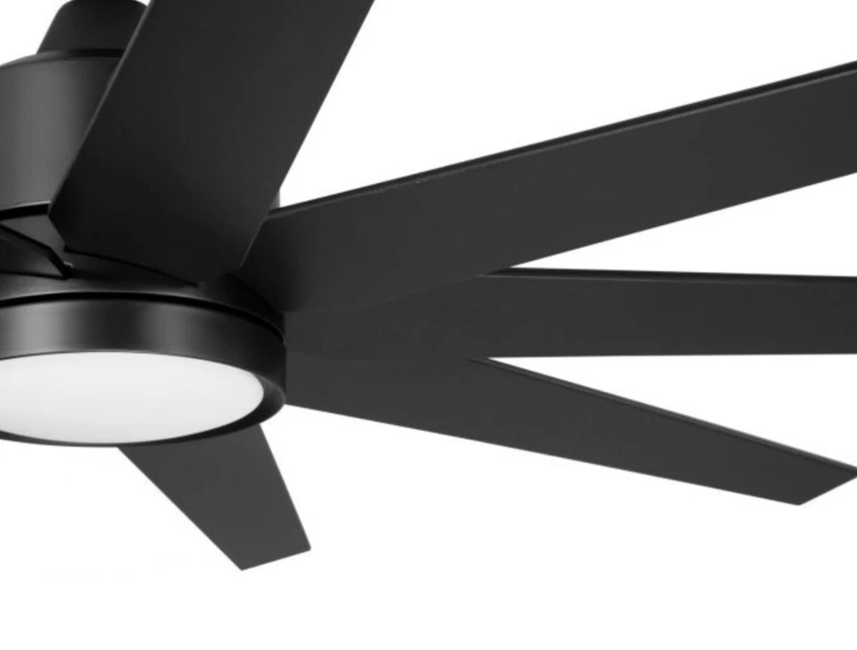 Ventilador de techo exterior LED de 9 aspas con control remoto CC negro plano Champion hecho a mano artesanal 60" Foto 2 de 2