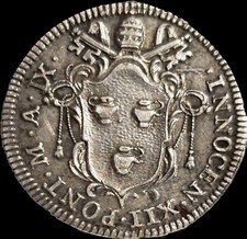 1700 RY  Pope Innocent XII. 1691-1700. Silver Giulio . Holy Year Issue Rome Mint