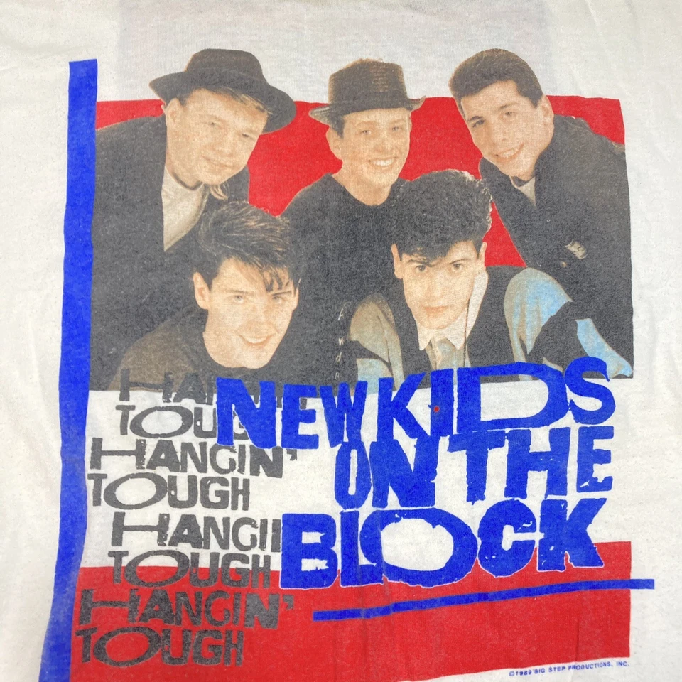 VTG New Kids on the Block  Hangin Tough Tour Concert T-shirt White Hanes 1989 - Image 3 of 4