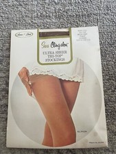 1 Pair Vintage Sears Classic garter Stockings 10-11 Toast mesh