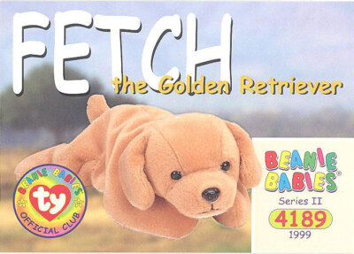 TY Beanie Babies BBOC Card - Series 2 Common - FETCH the Golden Retriever - NM/M