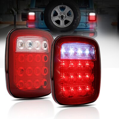 2Pcs LED Dual Color Rear Tail Lights Brake Reverse For Jeep Wrangler