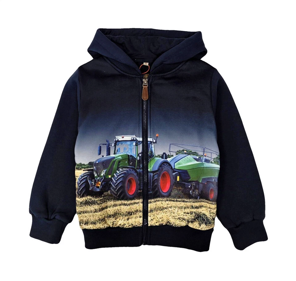 SQUARED & CUBED Jungen Kapuzenjacke Traktor Trecker Schlepper Ballenpresse Fotodruck blau H-467