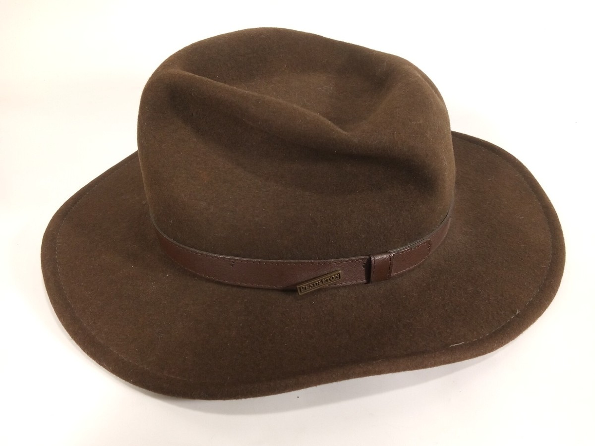 PENDLETON 100% Wool Brown Fedora Derby Bow Leather Band Classic Winter‎ Hat L-XL Pendleton Wool Brown Hats for Men for sale | eBay main image 4
