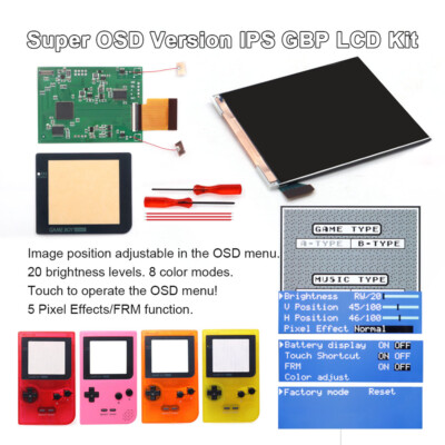 Touch Control OSD Game Boy Pocket Q5 IPS LCD Backlight Screen Kits W/Shell