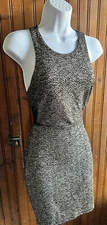 Women SEXY Back BLACK Gold Sparkly DRESS Side CUT OUTS Racer Back Size S w Tags