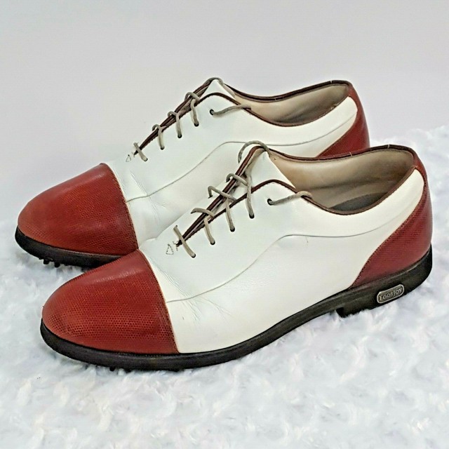 Footjoy Europa Womens Golf Shoes White Red Leather Cap Toe Lace Up